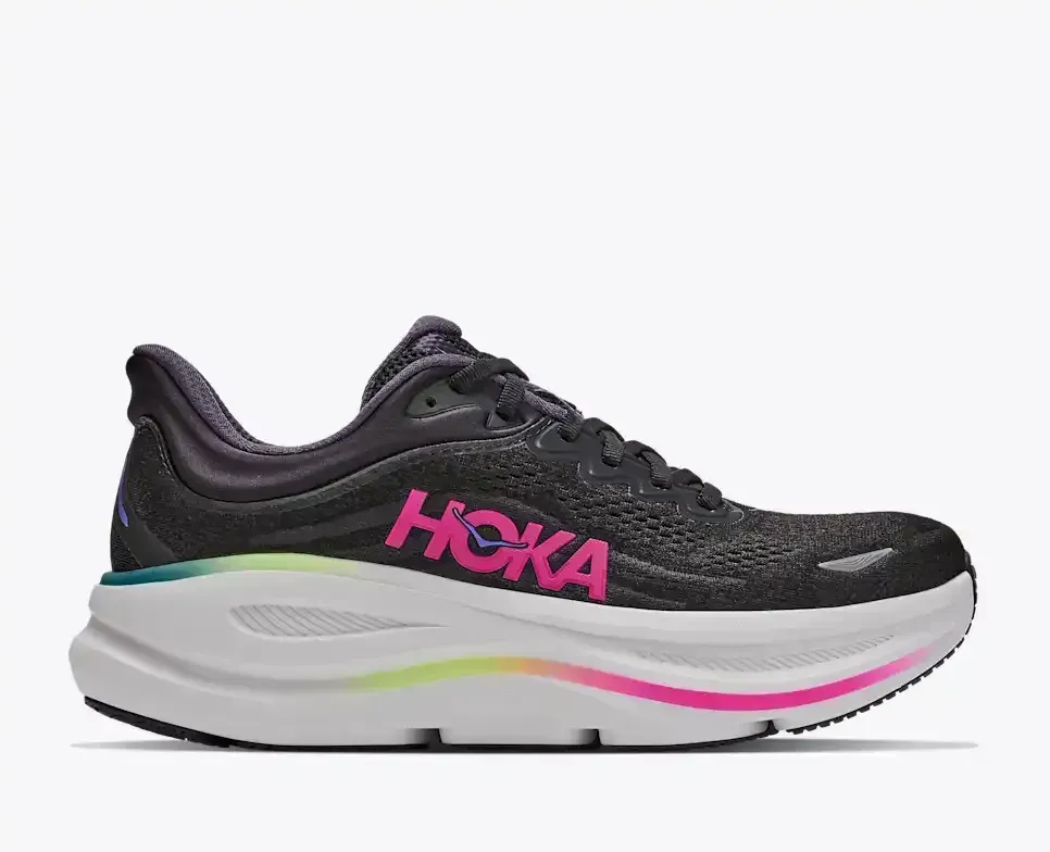 HOKA Bondi 9 Black Neon Dragonfruit (Women’s) - Road Running Shoes - front view