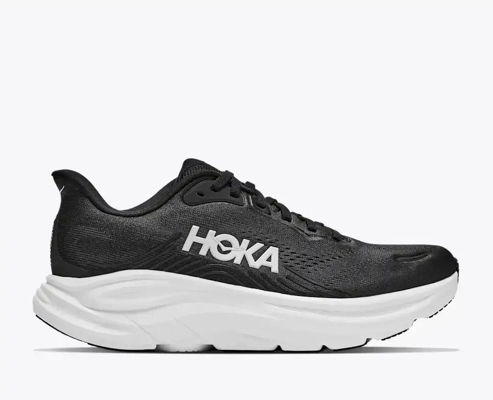 HOKA Clifton 11 Black White - Men's Road Running Shoes & Trainers - front view