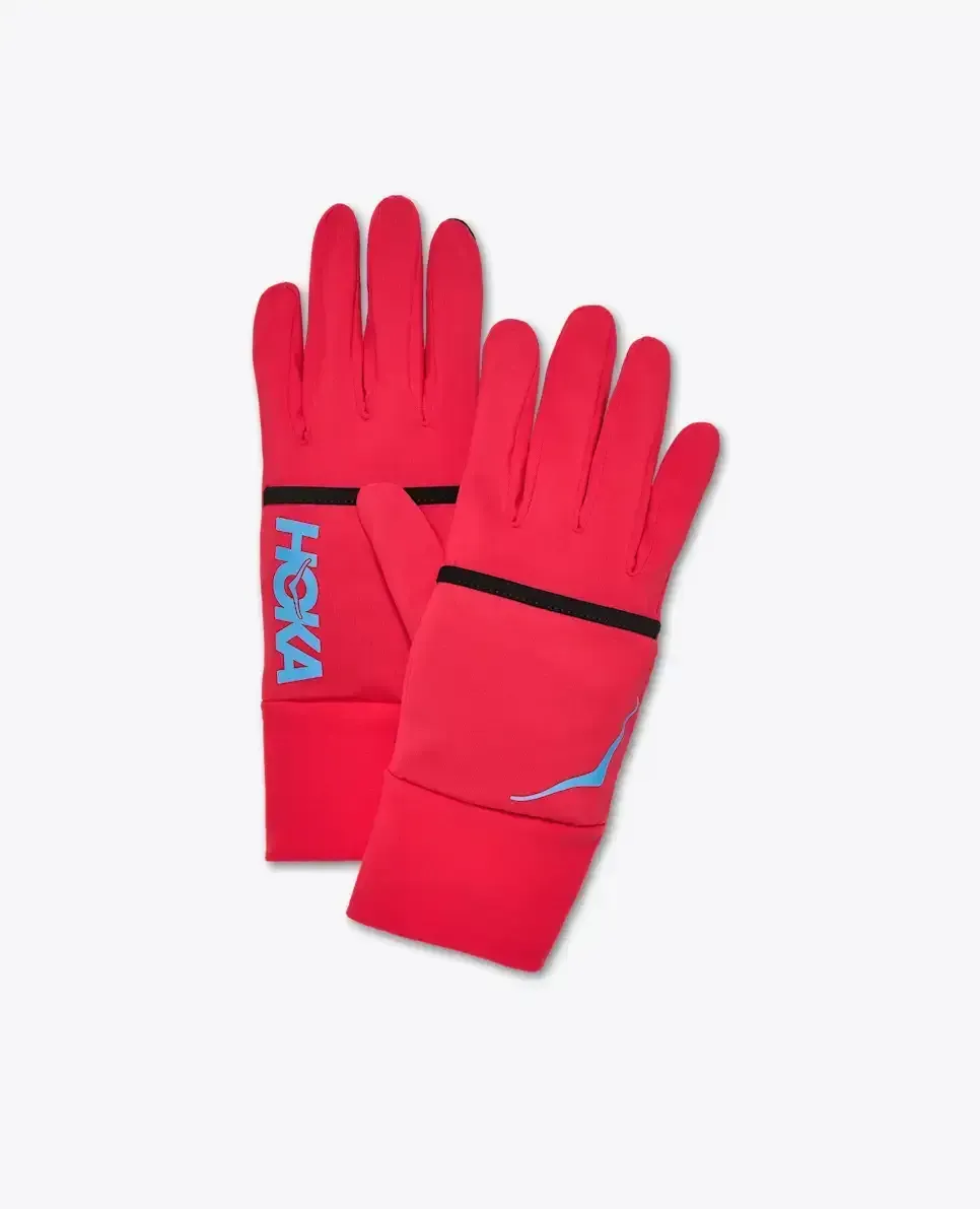 HOKA ColdSnap Fleece Gloves Cerise - Men's HOKA Exclusives - front view