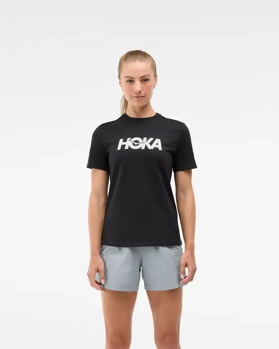 HOKA Core Logo Graphic Tee Black (Women’s) - Women's Products - front view