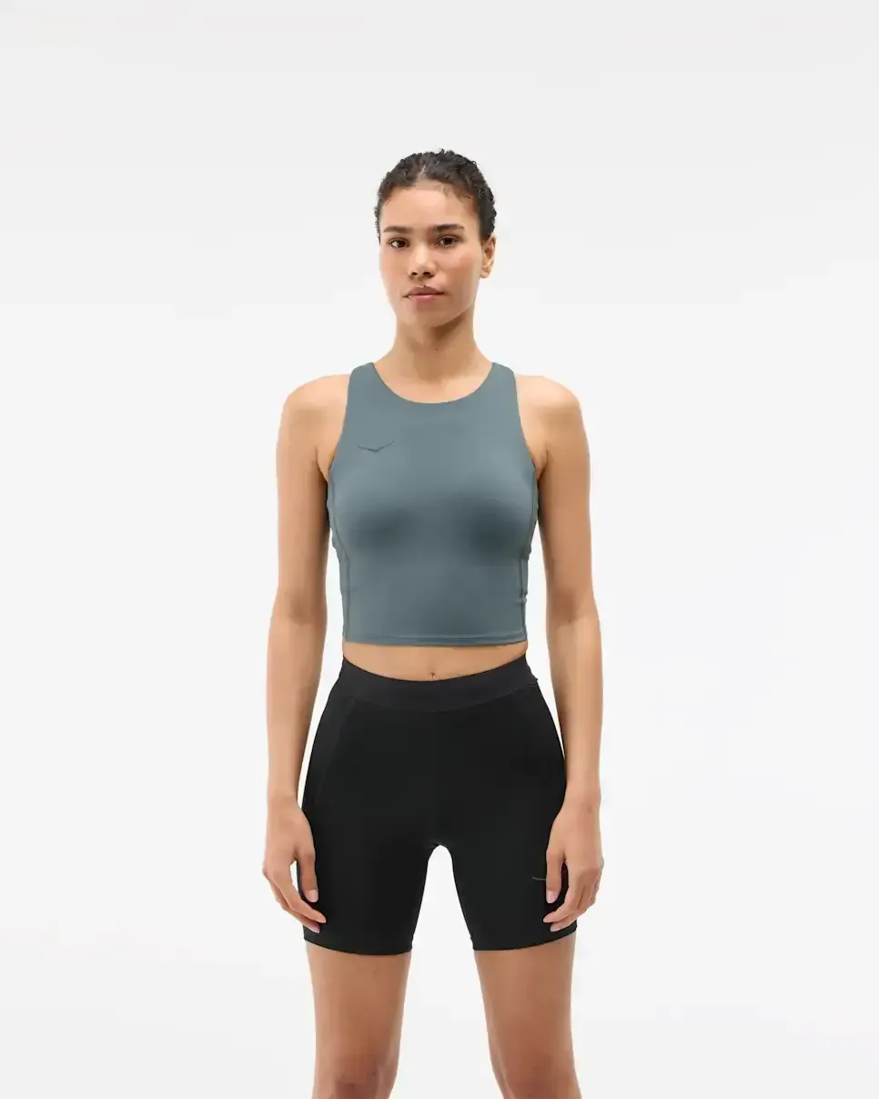 HOKA Elaro Crop Bra Faded Navy (Women’s) - Women's HOKA Exclusives - front view