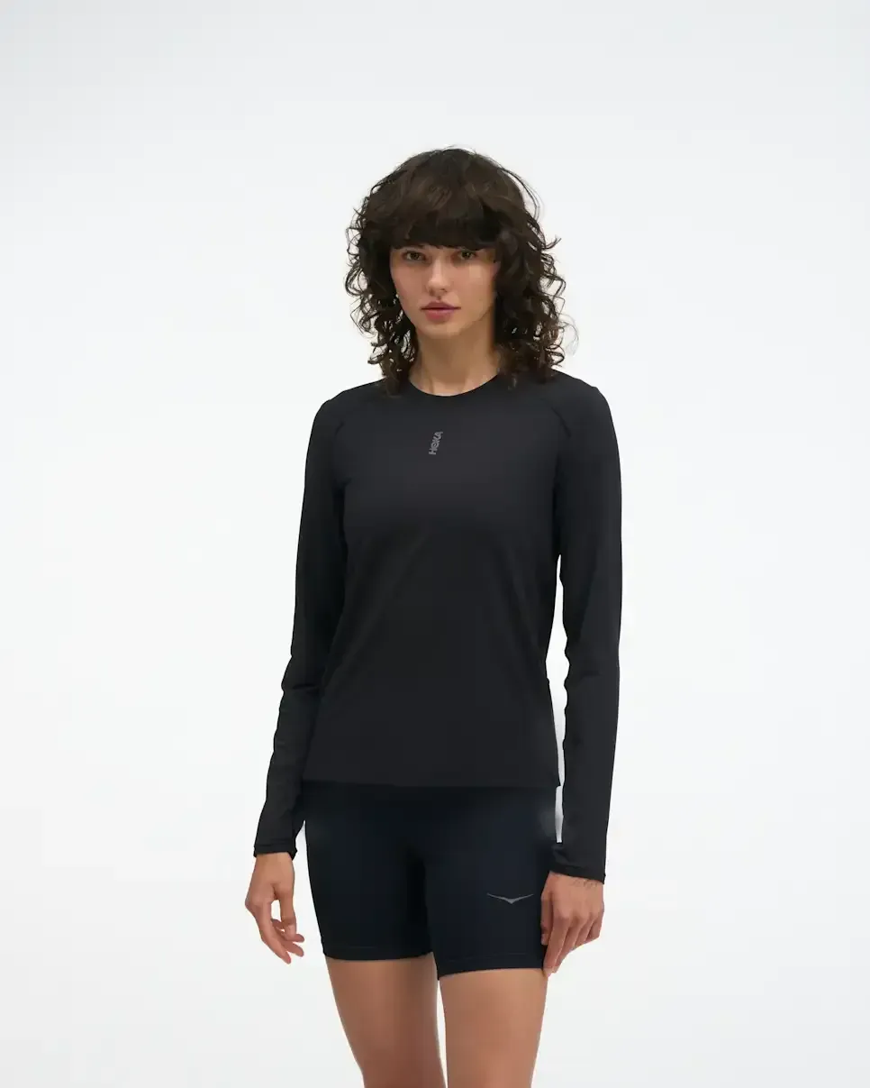 HOKA EveryRun Long Sleeve Black (Women’s) - Women's HOKA Exclusives - front view