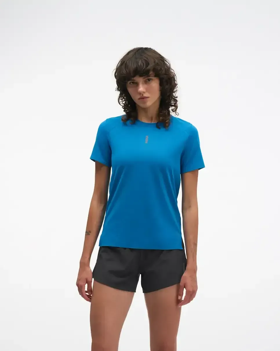 HOKA EveryRun Short Sleeve Night Glow Blue (Women’s) - Women's Products - front view