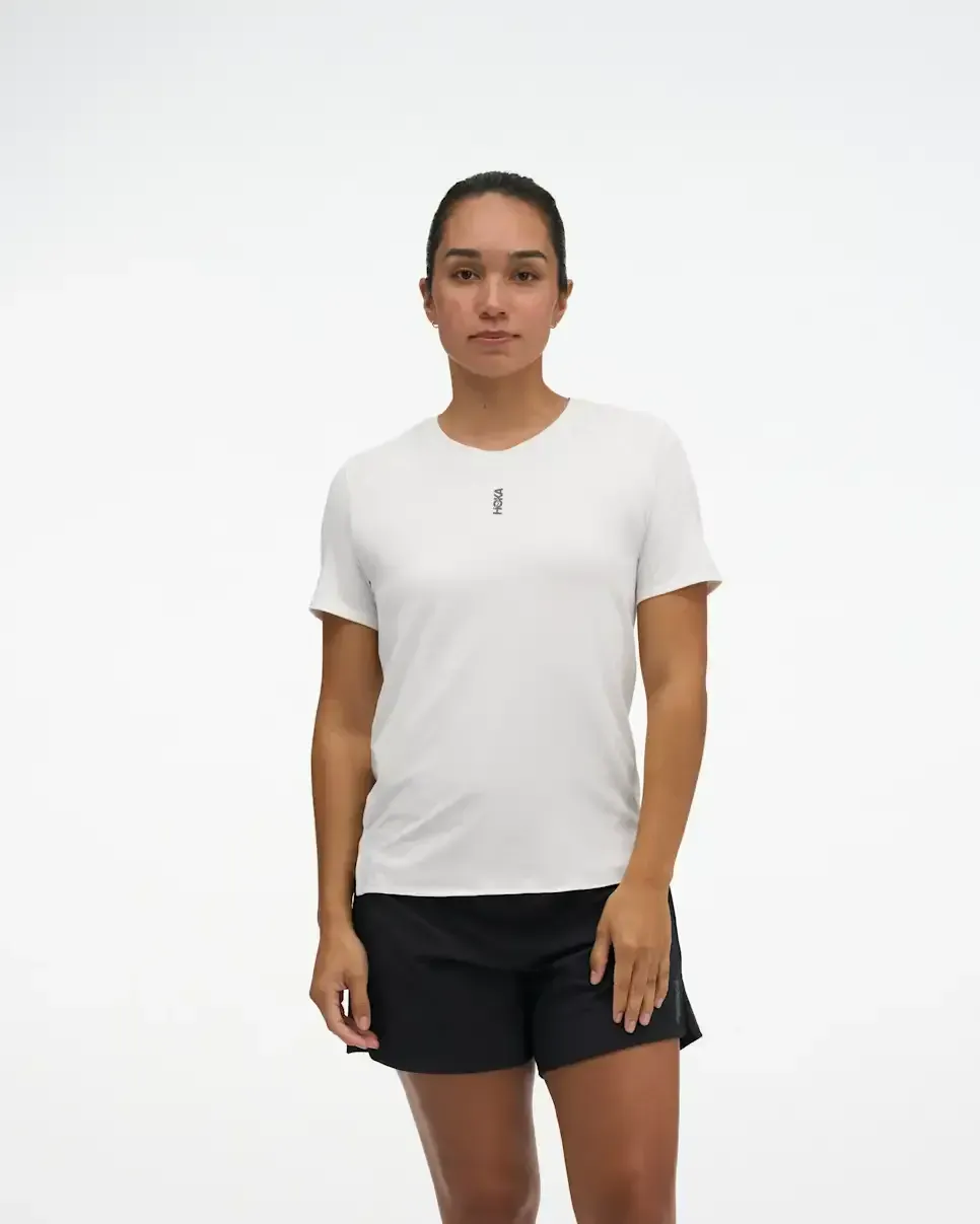 HOKA EveryRun Short Sleeve White (Women’s) - Women's Products - front view