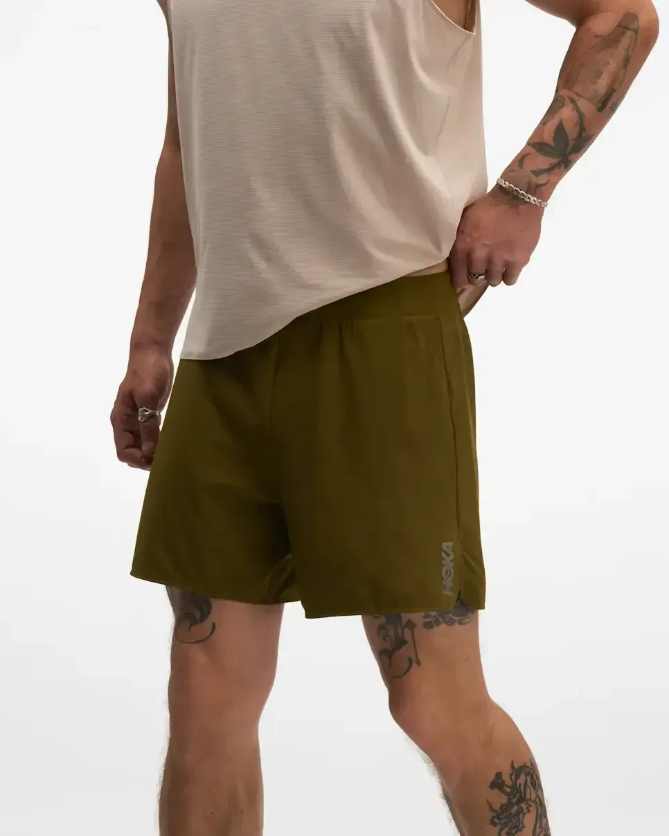 HOKA Glide Short 5” Brief Sepia - Men's HOKA Exclusives - front view