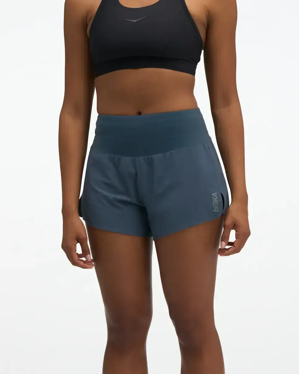 HOKA Glide Short MR 3.5” Brief Varsity Navy (Women’s) - Ladies Running Shorts, Leggings & Trousers - front view