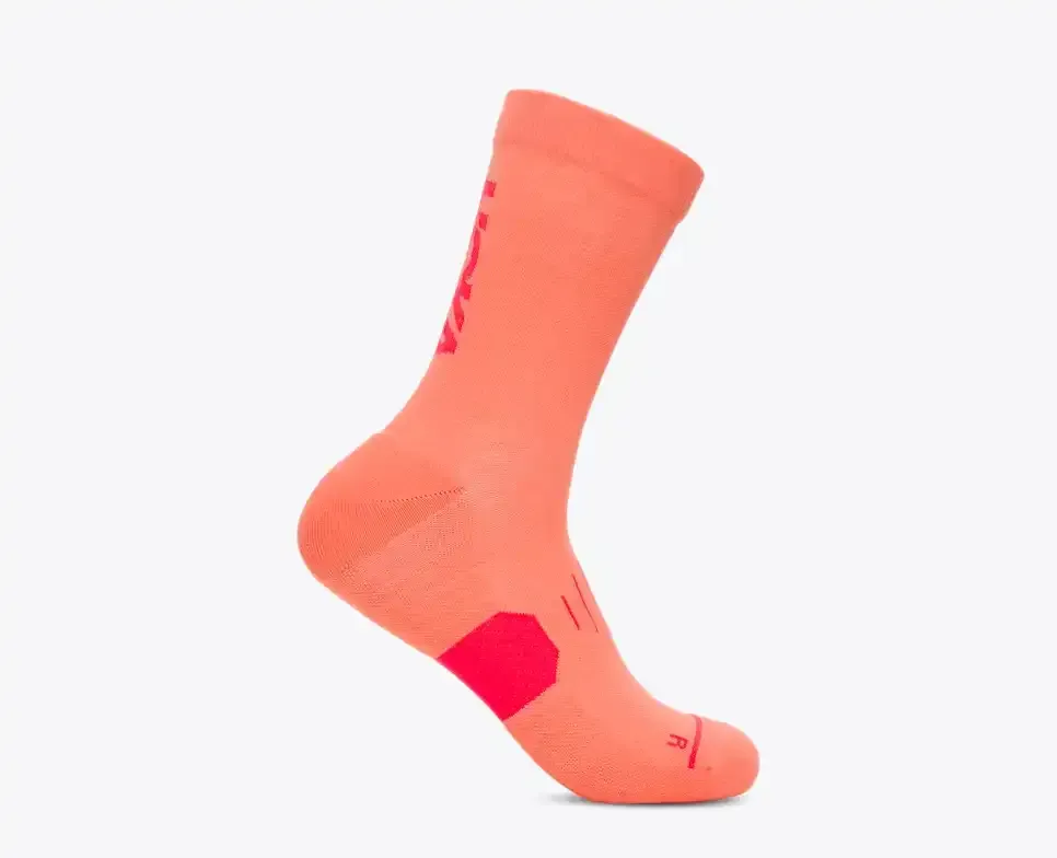 HOKA Graphic Crew Run Sock Neon Cantaloupe - Men's HOKA Exclusives - front view