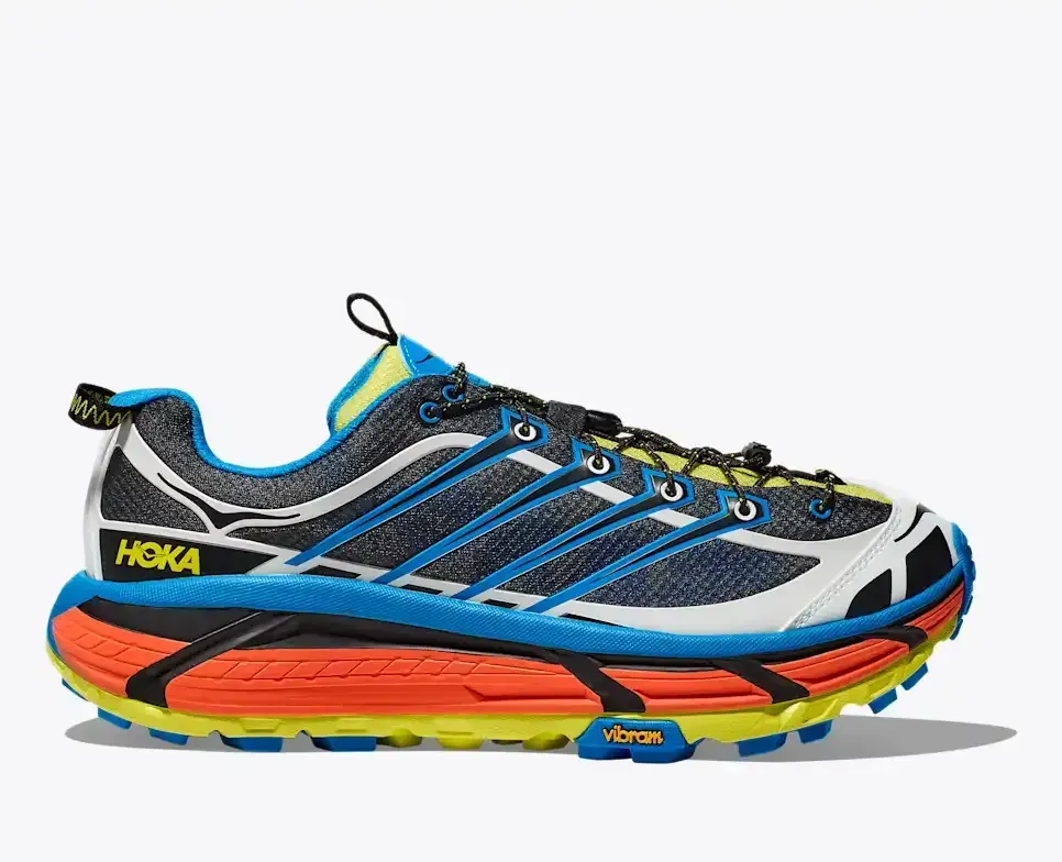 HOKA Mafate Three2 Black Diva Blue - Men's Running Shoes & Trainers - front view