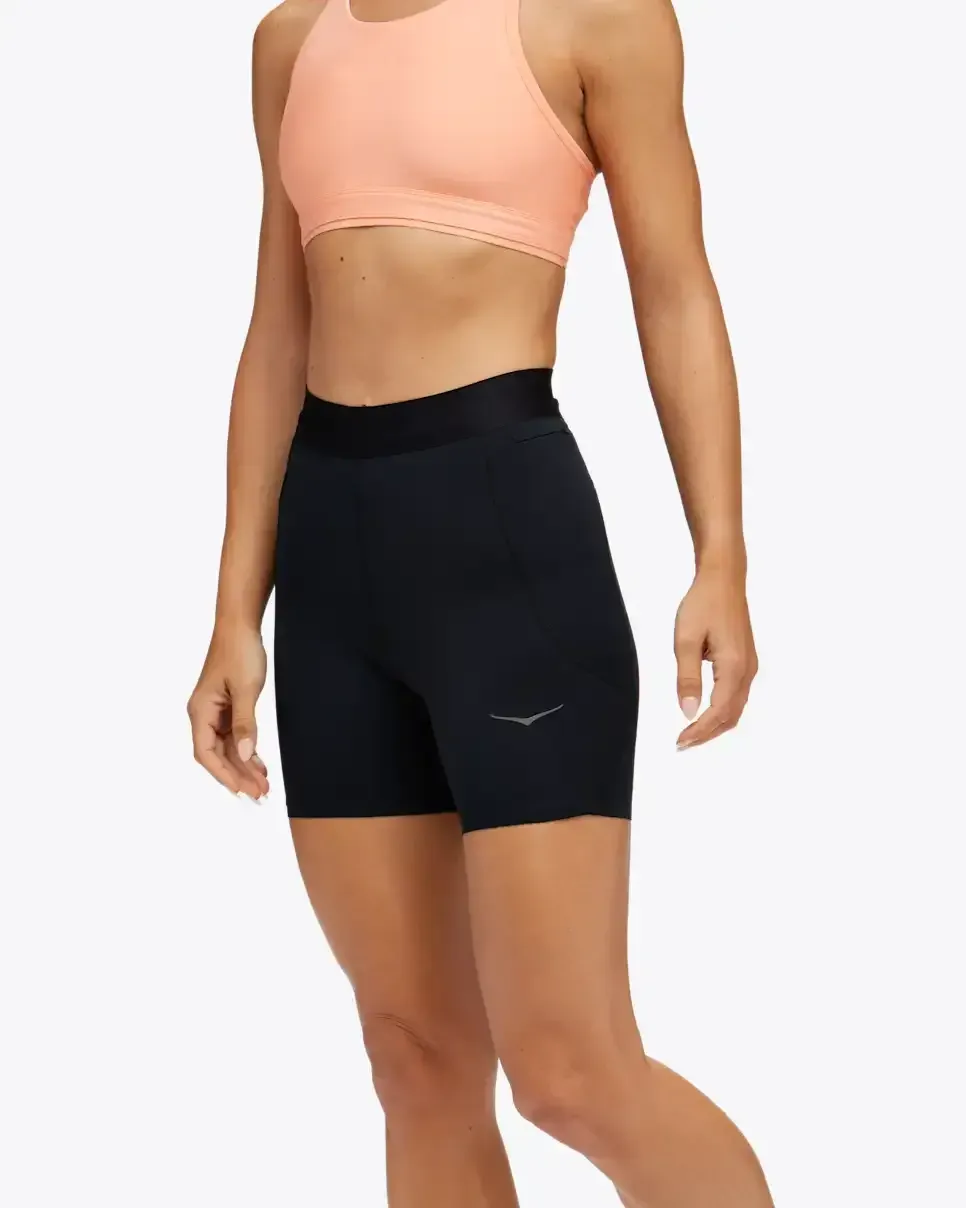 HOKA Novafly 6” Knit Short Black (Women’s) - Women's HOKA Exclusives - front view