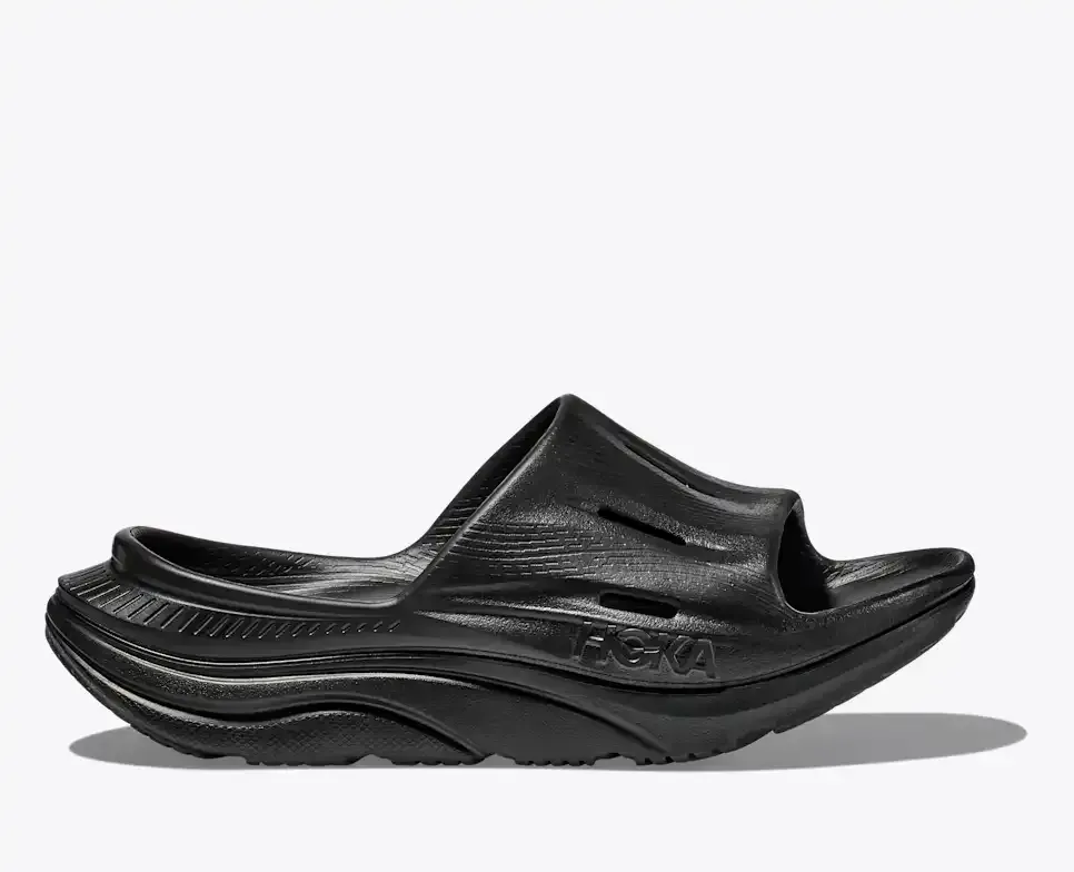 HOKA ORA Recovery Slide 3 Black - Men's Running Shoes & Trainers - front view