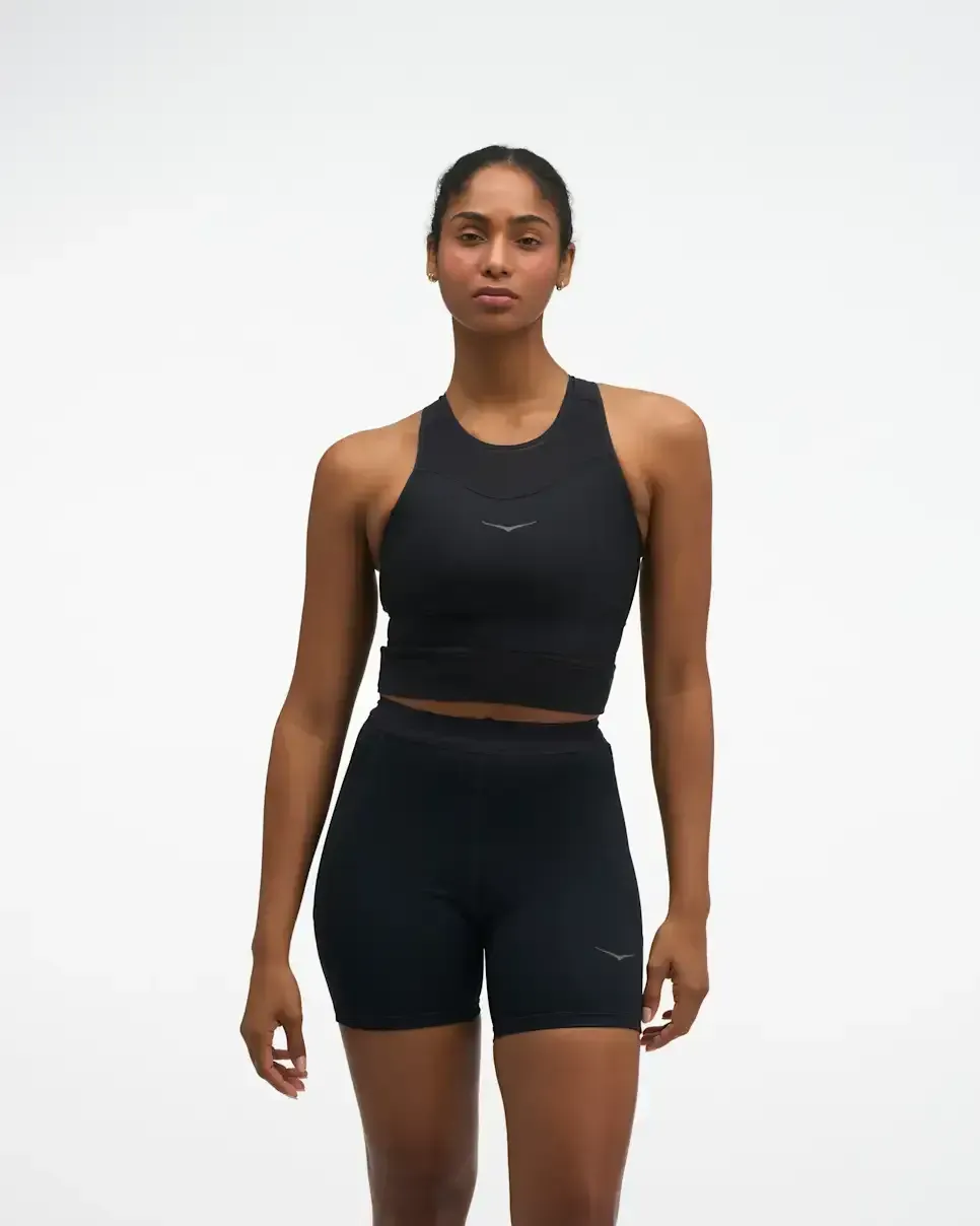 HOKA Race Day Bra Black (Women’s) - Ladies Running Shorts, Leggings & Trousers - front view