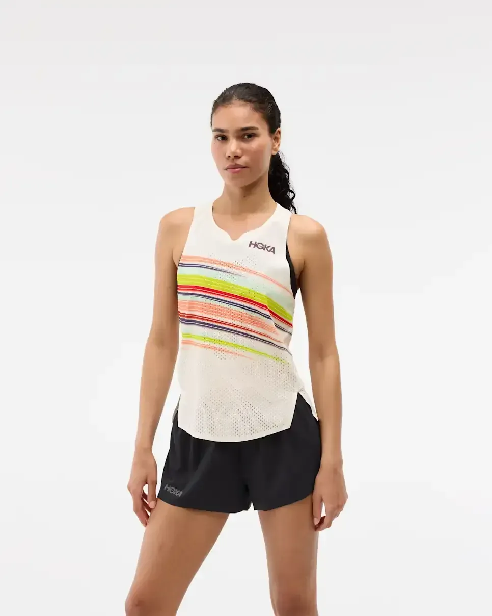 HOKA Race Day Singlet Alabaster Flare (Women’s) - Women's Products - front view