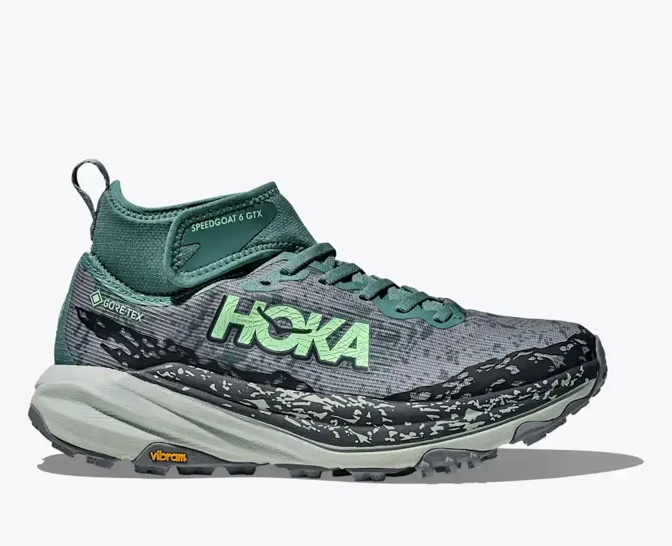 HOKA Speedgoat 6 Mid GORE-TEX Mountain Fog Droplet (Women’s) - Women's Running Shoes - front view