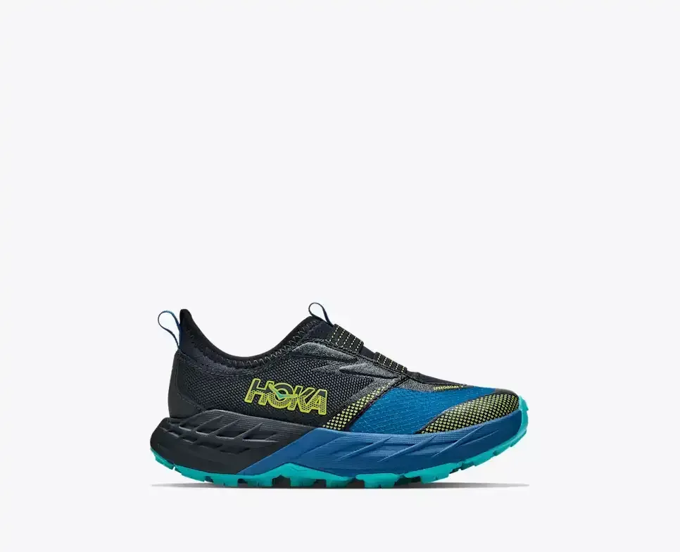 HOKA Speedgoat 7 Black Night Glow Blue (Little Kids) - Blue Footwear - front view