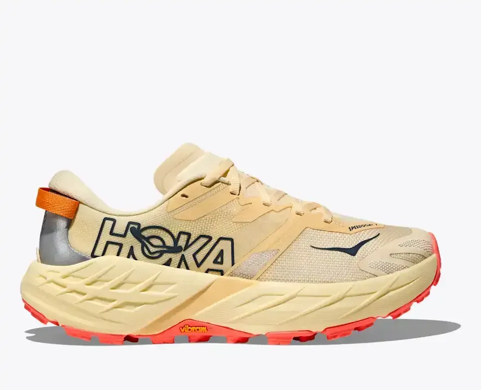 HOKA Speedgoat 7 Vintage Yellow Neon Flame (Women’s) - Women's Running Shoes - front view