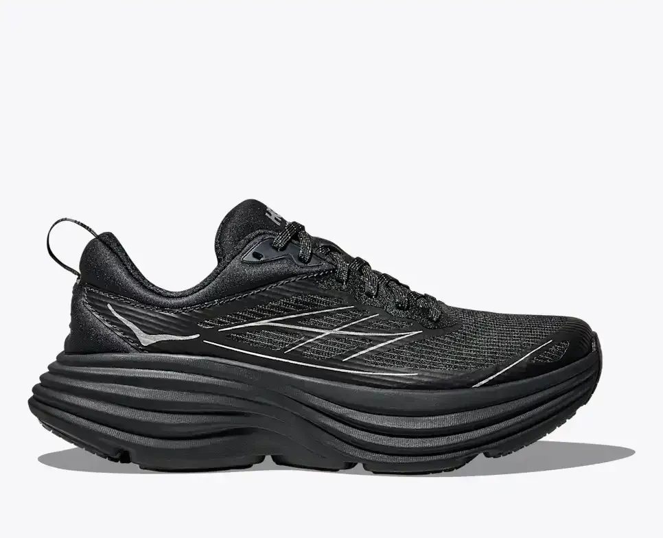 HOKA Stealth/Tech Bondi 8 Caged Black Silver - Men's Running Shoes & Trainers - front view
