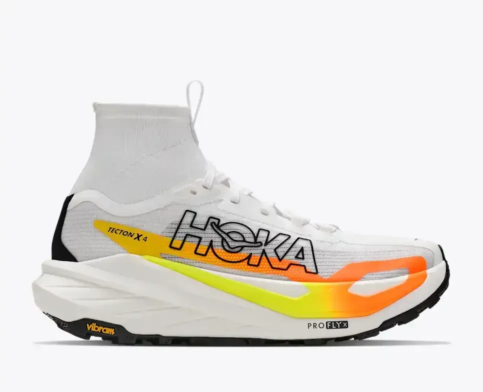 HOKA Tecton X 4 Frost Neon Tangerine - Men's Running Shoes & Trainers - front view